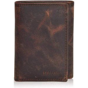 New Real Leather Trifold Wallet For Men-RFID Slim Tri Fold Wallets, Teak